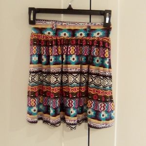 Bright Southwestern Pattern Fun Flirty Mini Flared Skirt